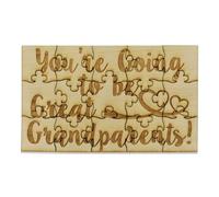 You're Going to be Great Grandparents - 15 Piece Jigsaw Puzzle 6" x 3.5" Made of Basswood, Fun to Put Together Surprise Pregnancy Announcement