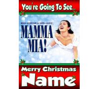 You're going to see Mamma Mia The Musical - Personalised Xmas Card - thick, glossy, unique card for gifting tickets !