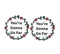 You're Gonna Go Far Motivational Enamel Pins Set of 2 - Inspirational Quote Lapel Pins with Floral Wreath Design, Positive Encouragement Gift for Friends, Students, Co-workers