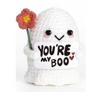 You're My Boo - Funny & Romantic Handmade Crochet Ghost Plush Gift for for Girlfriend, Boyfriend, Couples, Her, Him, Friends, Halloween Decor, Valentine, Birthday, Christmas Stocking Stuffer