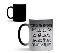 You're My Favourite Cardio Workout Mug - 11 oz Colour Changing Ceramic Magic Mug for Husband, Wife, Girlfriend, Boyfriend, Valentine, Anniversary, Birthday.