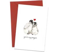 You're My Penguin Anniversary Card, Watercolour Romantic Greeting Card, for Valentine's Day, Wedding Anniversary, Just Because, for Couples, Partner, Husband, Wife, Boyfriend, Girlfriend