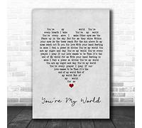 You're My World Grey Heart Song Lyric Quote Print
