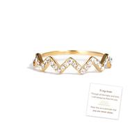 You're Never Alone Highs and Lows Ring, 925 Sterling Silver Rings Wave Stacking Ring, Highs and Lows Ring for Friend, Inspirational Ring Jewelry for Women (gold, 10)