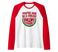 You're One in A Melon Cute Kawaii Fruit Funny Pun Summer Raglan Baseball Tee