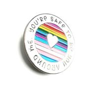 You're Safe To Be You Around Me LGBT Gay Bi Lesbian Trans Gender Inclusiveness Awareness and Understanding Ally Metal Enamel Pin Badge