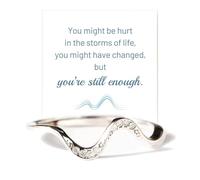 You're Still Enough Self Love Minimalist Wave Ring, 925 Sterling Silver High And Low Up and Down Healing Wave Ring, Self-Reminder Inspirational Band, Minimalist Band for Women (6)