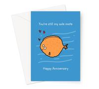 You're Still My Sole Mate Greeting Card | Funny Anniversary Card for Husband Or Wife, Boyfriend Or Girlfriend Funny Soul Mate Card, Sole Fish Joke Card for Partner, Soulmates Wedding Anniversary Card