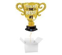 You're The Best Gold Cup Trophy Holographic Giant Helium Foil Balloon - Inflated Balloon in a Box