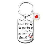 You're The Best Thing I've Ever Found on The Internet Keychain Valentines Day Gifts for Him Funny Couple Keychain Anniversary Keychain for Husband Wife Romantic Gifts Long Distance Relationship Gifts