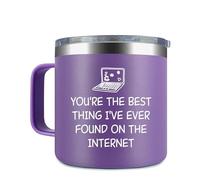 You're The Best Thing I've Ever Found On The Internet Tumbler Handle - Travel Mug With Handle - Gifts From Daughter Son Kids - Insulated Cup Birthday - Tumbler Funny Parents Gifts For Men Women, 14oz