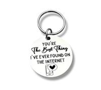 You're the best thing I've every found on the internet keyring, cute anniversary valentines gift | Keyring for boyfriend, girlfriend, wife, husband, friend or other loved one |