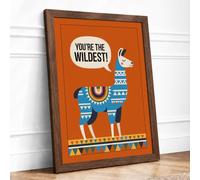 You're the Wildest Modern Framed Wall Art Print A2 (59.4×42cm) Walnut, Wall Decor for Living Room, Bedroom, Office & Home, Ready to Hang, Art Gift