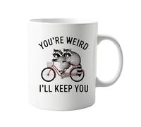 You're Weird, I'll Keep You - Funny 11oz Mug with Cute Raccoon Design - Humorous Coffee Cup for Coffee, Tea, and Hot Chocolate - Unique Animal-Themed Mug for Home, Office, or Gifting
