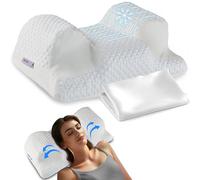 YourFacePillow - Ergonomic Cervical Memory Foam Pillow for Back Sleeping - Neck & Shoulder Support - Best Sleep Alignment - Cooling with Satin Case