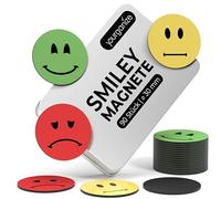 YOURGANIZE® 90 Smileys Magnets, Diameter 30 mm, Ideal as a Reward System for Children, Teacher Accessories, Feedback Tool, Magnet Smileys in Traffic Light Colours
