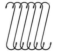 YourGift 6 Pack 10 Inch Extra Long Heavy Duty S Hooks for Hanging Plant, Closet, Flower, Basket, Garden, Patio, Bird Feeder (Black)