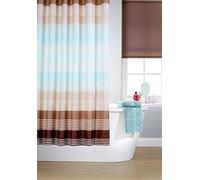 YourHome Vibrant Linear Cross Striped Polyester Shower Curtain Including 12 Mid-Brown Shower Curtain Rings By Waterline