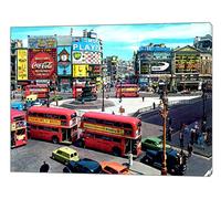YourHomeArt London Old Piccadilly red Buses Picture Print Framed Canvas Wall Art Home Decor 12x 8inch(30x 20 cm) -38mm Depth