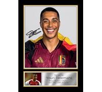 Youri Tielemans Signed Autographed Portrait Poster Print - Belgium Midfielder & Aston Villa Star - Football Memorabilia Wall Art for Fans & Collectors, A4 Poster + White Frame