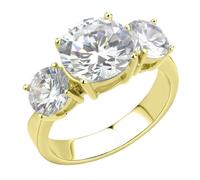 YourJewelleryBox Annivesary three stone gold ring cubic zirconia sparkling realistic steel stamped (M)