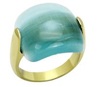 YourJewelleryBox Aquamarine colour cats eye ring gold bold statement cocktail blue green 1237 (N)