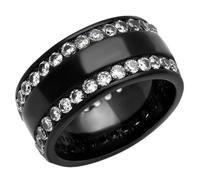 YourJewelleryBox Black10mm Band Ring Cubic Zirconia Chunky Stones All Round (S)