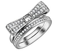 YourJewelleryBox Bow Ring Set Engagement Wedding Band Cubic Zirconia Stainless Steel No PlPretty ating3506 (M)