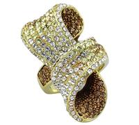 YourJewelleryBox Champagne Citrine Austrian Crystal Pave Ring Sparkling Stainless Steel (P)