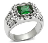 YourJewelleryBox DESIGNER MENS MAN EMERALD CUT EMERALD PAVE SET SIMULATED DIAMOND RING Size V TK495pb