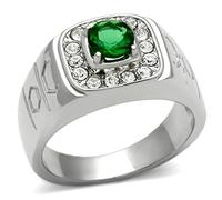 YourJewelleryBox DESIGNER MENS MAN PINKY SIGNET EMERALD PAVE SET SIMULATED DIAMOND Size Z2 TK496pb