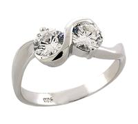 YourJewelleryBox Double Solitaire ring sterling silver 925 lab created Engagement (T)