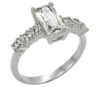 YourJewelleryBox Emerald Cut Ring Silver Cubic Zirconia Pretty Stainless Steel No Tarnish 002 (N)