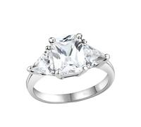 YourJewelleryBox Emerald Trillion Ring Three Stone Sterling Silver Cubic Zirconia Hallmarked (N)