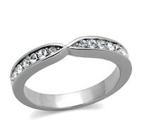YourJewelleryBox Eternity Simulated Diamond Ring Band Stainless Steel Band Pave Stacking Size M TK2163PB