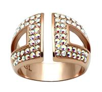 YourJewelleryBox GL222 ROSE GOLD RING SIMULATED DIAMONDS Aurora Borealis (Rainbow Effect) WOMENS SIZE R USA 9