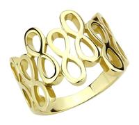 YourJewelleryBox Gold Band Ring No Stone Steel No Tarnish Flat Deco circles (K)