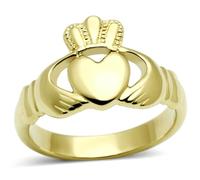 YourJewelleryBox Gold claddagh ring ladies no stone celtic steel ireland (K)