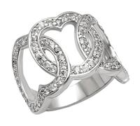 YourJewelleryBox Heart Cocktail Ring Open Link Silver Rhodium X014 (Q)