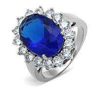 YourJewelleryBox Kate Royal Sapphire Simulated Diamond Ring Diana Stainless Steel Size T TK0W389