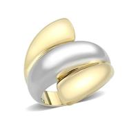 YourJewelleryBox Ladies Two Tone Ring Yellow Gold Silver Stainless Steel Contemporary Chunky Band