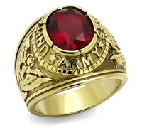 YourJewelleryBox Mens army ring ruby gold usa signet pinky chunky Size O TK414706G