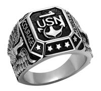 YourJewelleryBox Mens courage ring silver usa no stone nor tarnish signet pinky stainless steel (T) (T)