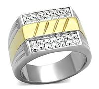 YourJewelleryBox Mens CZ Ring & Stainless Steel Signet Pinky Princess Cut Square (O)