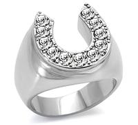 YourJewelleryBox Men's Horse Shoe Simulated Diamond Ring Signet Pinky Steel Not Tarnish Size Z2 Tk34532