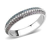 YourJewelleryBox Multi Colour Full Eternity Band Cubic Zirconia Stainless Steel Stacking Ring (R)