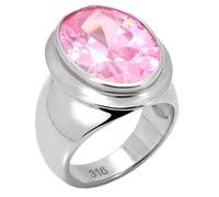 YourJewelleryBox Pink Oval Ring Cocktail Pretty CZ Stainless Steel Silver No Tarnish (L)