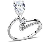 YourJewelleryBox Ring Set Engagement And Band Mrquise Cut Rounds Accents Cubic Zirconia Silver Stainless Steel Stamped No Plating No Tarnish 2 pieces (T)