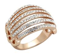 YourJewelleryBox Rose Gold Dome Ring Open Pave Set Stamped Steel Cubic Zirconia (M)