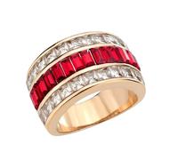YourJewelleryBox Rose Gold Ring Cocktail Burnt Orange Steel Emerald Princess Cut Cubic Zirconia 3833 (L)